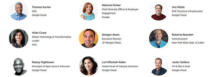Some of the featured speakers at Google Cloud Next OnAir