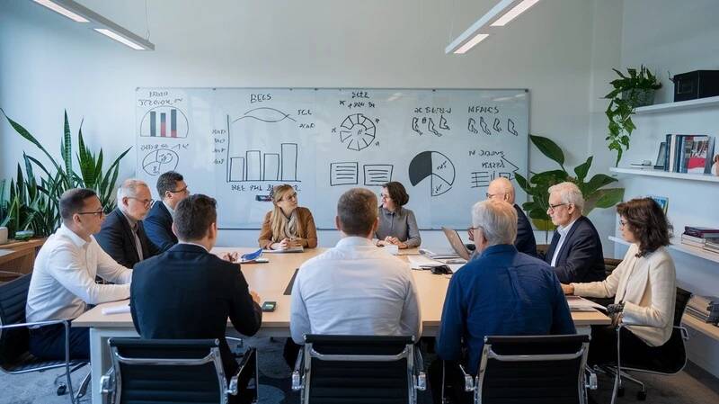Equipo de trabajo analizando estrategias de datos en una reunión corporativa sobre Azure Data Lake