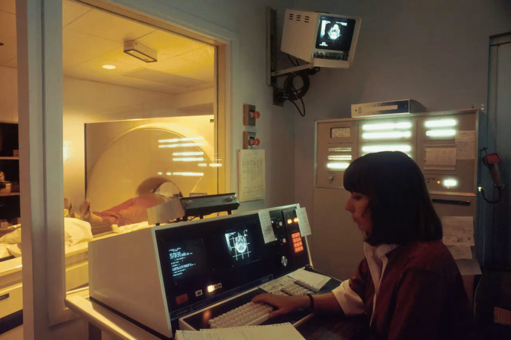 Profesional médico utilizando dispositivos IoT para monitoreo de pacientes en tiempo real