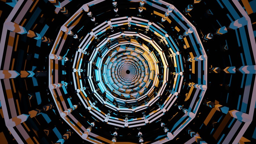 Inteligencia artificial general: de la teoría a la estrategia empresarial con SofIA 2 Infinito representado con caleidoscopio sobre los 5 retos en la transición hacia la inteligencia artificial general (AGI)