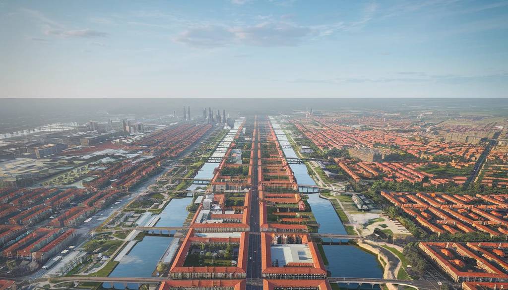 LiteLLM: La mejor solución para la orquestación eficiente de LLMs 5 Vista panorámica de una ciudad con canales, puentes y edificios en figuras geométricas